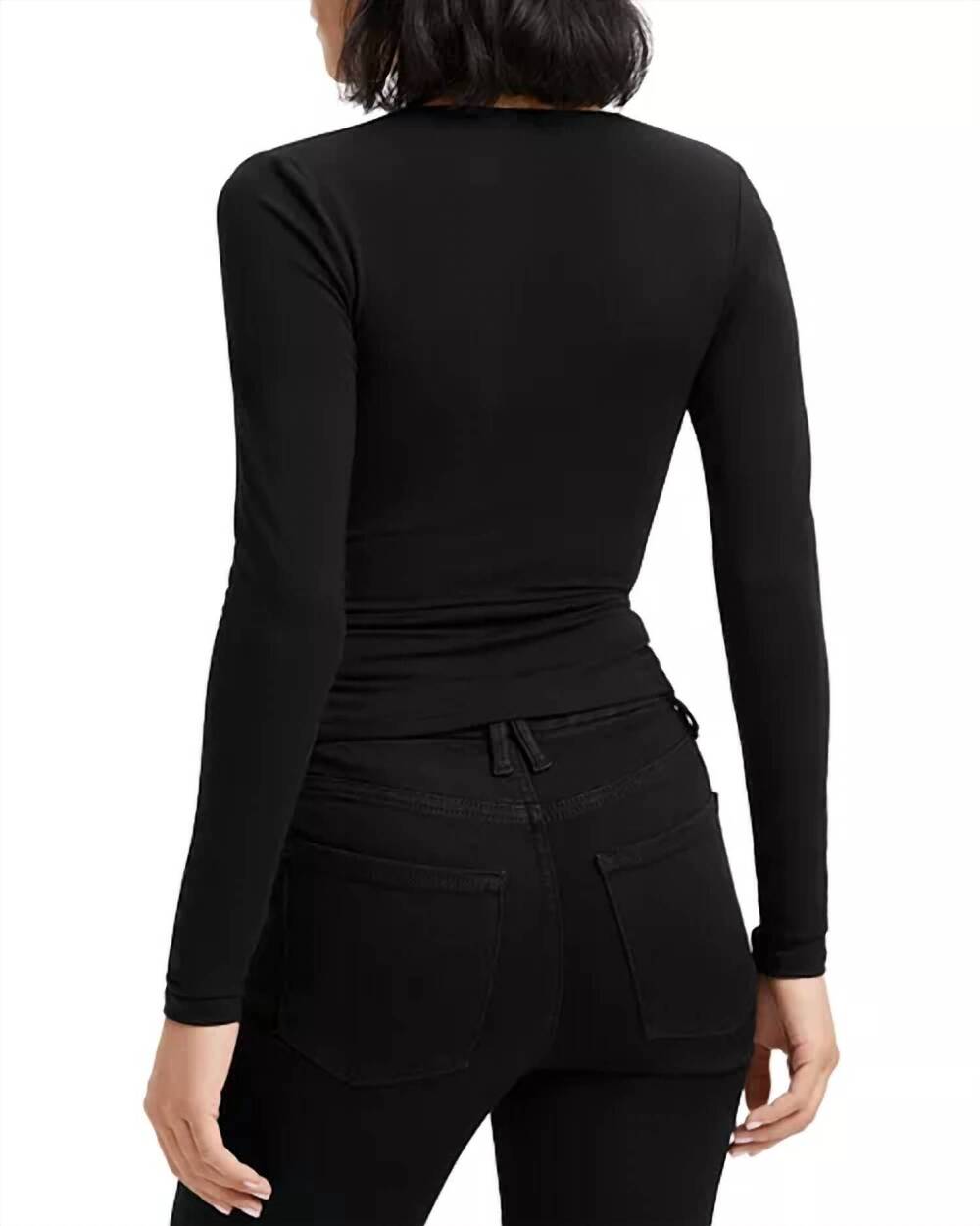 NEW GOOD AMERICAN good touch wrap top in black - Picture 2 of 3